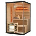 Produktbild: Artsauna Saunakabine Vantaa 120 mit Salzstein - Indoor Sauna 2 Personen - 3,5k W Ofen, Glasfront, LED Licht, Thermometer & Sanduhr - Komplett Set