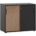 Produktbild: MÖBELPARTNER Schiebetürenschrank Hank, 701972 schwarz, eiche 1 Fachboden 100,1 x 41,0 x 83,6 cm