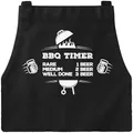 Produktbild: MoonWorks coole Grill-Schürze für Männer mit Spruch BBQ Timer Bier Herren Party-Schürze zum Grillen schwarz unisize