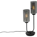 Produktbild: QAZQA Art Deco Tischlampe Schwarz mit Rauchglas 2 Flammig   Laura