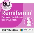 Produktbild: Remifemin 100 Tabletten - Medikament für Wechseljahre - bei leichten bis mittleren Wechseljahresbeschwerden - hormonfrei - pflanzliches Arzneimittel