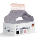 Produktbild: Blumtal Kleiderbügel 20 Stück - Kleiderbügel Samt 360° drehbar und belastbar - Kleiderbügel platzsparend und rutschfest - Kleiderbügel Grau mit Samtbezug - Samtbügel - Kleiderbügel Samt Grau - Hangers