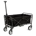 Produktbild: Faltbarer Bollerwagen schwarz 300D Oxford Stoff - 75 x 46 cm - Handwagen zusammeklappbar mit Gummirädern Belastbarkeit 80 Kg - Strandkarren Gartenwagen Transportwagen mit Teleskopgriff