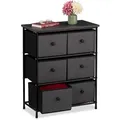 Produktbild: Relaxdays Kommode, 6 Stoffschubladen, Flur & Schlafzimmer, HxBxT: 73x60x32 cm, Schubladenschrank, Metall, grau/schwarz
