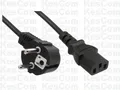Produktbild: Netzkabel Schutzkontakt gewinkelt auf Kaltgerätestecker 3x0,75qmm 1,3m