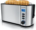 Produktbild: Arendo Toaster 4 Scheiben, Langschlitztoaster, Langschlitz, Edelstahl, 1500W, Display mit Restzeitanzeige, Brötchenaufsatz, Defrost Funktion, Wärmeisolierendes Gehäuse, Silber