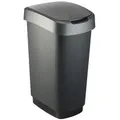 Produktbild: Rotho Abfalleimer Twist, Schwarz, Dunkelgrau, Kunststoff, 50 L, 29.8x60.2x40.1 cm, Reach, DIN EN ISO 14001, DIN EN ISO 9001, Küchen, Küchenausstattung, Mülleimer