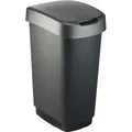 Produktbild: Rotho Abfalleimer 50 L Twist - Swingeimer 40,1 x 29,8 x 60,2 cm - Mülleimer Kunststoff - Müllbehälter - Abfallsammler Schwing- oder Klapp-Funktion - Schwarz