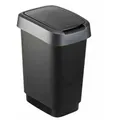 Produktbild: Rotho 1754508850 Mülleimer 50 l Polypropylen (L x B x H) 29.8 x 40.1 x 60.2 cm Schwarz, Silber 1 St.