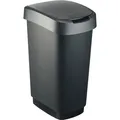 Produktbild: Wertstoffsammler TWIST 50l H602xB298xT401mm schw.Deckelrand dunkelsilber ROTHO