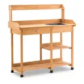Produktbild: MCombo Pflanztisch Gärtnertisch Blumentisch mit Waschbecken Ablage Natur 0458