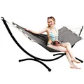 Produktbild: AMANKA Outdoor Hängematte mit Gestell 1 Person - 300cm Hängemattengestell bis 120kg - 190x80 Hängematte für Garten mit Gestell - Hängematte für Balkon Hängeliege mit Gestell Boho Gartenliege Hängend