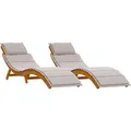 Produktbild: vidaXL Sonnenliegen mit Kissen 2 Stk. Taupe Massivholz Akazie