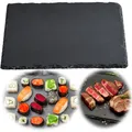 Produktbild: LS-LebenStil XXL Schieferplatte 40x30cm Schwarz - Naturschiefer-Platten - Rechteckig - Servierplatte Schieferteller Tischset Sushi Deko Tablett Tapas-Teller Schiefertafel Steinplatte Tafelplatte