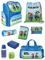 Produktbild: Schulranzen 1. Klasse für Jungen und Mädchen in Blau mit Super Mario Motiv 9 tlg. Schultaschen Set mit Brotdose, Trinkflasche und Sporttasche
