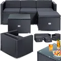 Produktbild: KESSER® Polyrattan Lounge Aruba – Gartenlounge für 4-5 Personen Gartenmöbel-Set Sitzgruppe aus 3er Gartensofa, Sessel, Hocker und Beistelltisch mit Sitzkissen - für Garten, Terrasse und Balkon