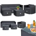 Produktbild: KESSER® Polyrattan Lounge Aruba - Gartenlounge für 4-5 Personen Gartenmöbel-Set Sitzgruppe aus 3er Gartensofa, Sessel, Hocker Beistelltisch mit Sitzkissen für Garten, Terrasse und Balkon, Anthrazit