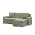 Produktbild: Mebligo - Ecksofa mit Schlaffunktion und 2 Bettkasten Cord - Grün 230x89x159 (BxHxT) FORESTA - Rechts Eckcouch, Sofas & Couches, Couch L Form, Cauchsofa, Sofa Wohnzimmer