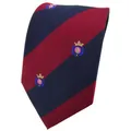Produktbild: TigerTie Designer Krawatte in rot weinrot dunkelblau gestreift mit Wappenmuster