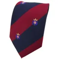 Produktbild: TigerTie Krawatte in rot weinrot dunkelblau gestreift mit Wappen - Tie Binder