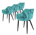 Produktbild: ML-DESIGN Stuhl Esszimmerstuhl mit Rückenlehnen und Armlehnen aus Samt mit Metallbeine (Komplett-Set, 4 St), Ergonomischer Sessel Blau Wohnzimmerstuhl Polsterstuhl
