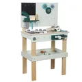 Produktbild: Kinder Werkbank aus Holz, 45 x 28 x 77 cm, mit Werkzeugen und Zubehör, Kinderwerkstatt