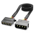 Produktbild: deleyCON 60cm 4-Pin Molex Verlängerungskabel - MXI Netzteil für PC-Komponenten - 4-Pin-Molex Herren auf 4-Pin-Molex Weiblich - Schwarz