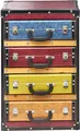 Produktbild: Kobolo Kommode Regal in Kofferoptik - 40x30x63 cm bunt 4 Fächer - mit Schubladen Schrank Beistellschrank Sideboard Aufbewahrung Wohnzimmerschrank