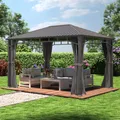 Produktbild: TOOLPORT 3x4 m Hardtop Gartenpavillon, inkl. 4 Seitenteile, loft grey - (300194)