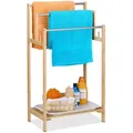 Produktbild: Relaxdays Handtuchhalter, Hellbraun, Holz, Kunststoff, Metall, 51x90x30.5 cm, Badaccessoires, Waschplatzzubehör, Handtuchhaken