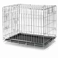 Produktbild: TRIXIE Hundebox Home – M: 78 × 62 × 55 cm – faltbarer Hundekäfig mit 2 Türen & Sicherheitsverschlüssen, verzinkte Transportbox mit stabiler Bodenwanne für Zuhause & unterwegs – 3923