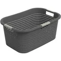 Produktbild: Rotho Wäschekorb Country, anthrazit, mit 3 Griffen, aus Kunststoff, 58 x 25,1 x 38,9 cm, 40 Liter