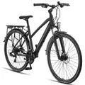 Produktbild: Licorne Bike Premium Touring Trekking Bike in 28 Zoll - Fahrrad für Jungen, Mädchen, Damen und Herren - 21 Gang-Schaltung - Mountainbike - Crossbike Farbe:Schwarz;Stil:Damen
