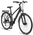 Produktbild: Licorne Bike Premium Touring Trekking Bike in 28 Zoll Aluminium Scheibenbremse Fahrrad für Jungen, Mädchen, Damen und Herren - 21 Gang-Schaltung - Mountainbike - Crossbike (Damen, Schwarz)