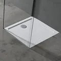 Produktbild: doporro Duschtasse Duschwanne 75x80x4 flach aus Acryl in Weiß Rechteckig DIN-Anschlüsse für bodenebene Montage geeignet Faro2
