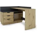 Produktbild: byLIVING Eckschreibtisch Belfast, wahlweise rechts oder links montierbar, 129 x 105 cm, H 83,5 cm, in Eicheoptik - Braun/Grau