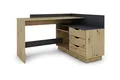 Produktbild: byLIVING Winkelschreibtisch BELFAST / Eckschreibtisch Eiche Optik hellbraun u. Anthrazit / Arbeitsplatte rechts o. links montierbar / 3 Schubkästen / Schreibtisch / 129 x 83,5 x 105 cm (BxHxT)