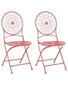 Produktbild: Beliani Set von 2 Garten Bistro Stühle zusammenklappbar Metall Provence Stil Rot Scario