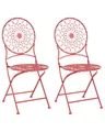 Produktbild: Set von 2 Garten Bistro Stühle zusammenklappbar Metall Provence Stil Rot Scario
