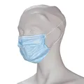 Produktbild: Mundschutz Premium OP 3-lagig in Blau | 50 Stück Type II mit CE | Elastikbändern in Komfortlänge, Nasenflügel & Ohrenschlaufe | Ideal für Labor, OP, Reinigungsarbeiten uvm.