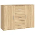 Produktbild: vidaXL Sideboard, Kommode mit viel Stauraum, Mehrzweckschrank Schrank mit 2 Türen 3 Schubladen, Beistellschrank Anrichte Wohnzimmer, Sonoma-Eiche Holzwerkstoff