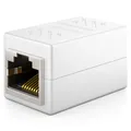 Produktbild: deleyCON 1 Stück RJ45 Kupplung (1000 Mbit) Gigabit LAN Kabel Verlängerung Netzwerkkabel Ethernet Adapter Verbinder Kompatibel zu Cat8, Cat7, Cat6, Cat5 Patchkabel DSL POE 2X RJ45 Buchse - Weiß