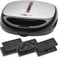 Produktbild: Clatronic® Sandwichmaker 3in1 | Sandwichtoaster, Waffeleisen und Kontaktgrill | 800W | Antihaftbeschichtung  | Sandwich Maker | ST/WA 3670 - Schwarz/Silber