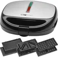 Produktbild: Clatronic® Multifunktionsgerät 3 in 1 | Sandwichtoaster, Waffeleisen und Kontaktgrill | 800 Watt | Spülmaschinengeeignet | Antihaftbeschichtung | Sandwich Maker | ST/WA 3670 Schwarz-Edelstahl