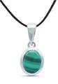 Produktbild: mantraroma Kettenanhänger MIALE oval aus 925 Silber mit Malachit (Kettenanhänger am Baumwollband im Schmuckbeutel), 925 Sterling Silber Kettenanhänger für Damen