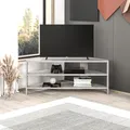 Produktbild: DECORTIE Thales Modernes Eck-Fernsehgerät, Multimedia-Center, TV-Ecke, Gold Marmor Effekt, 110 x 36 x 45 cm