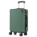 Produktbild: Koffer Trolley Reisekoffer Suitcase, Rollkoffer Handgepäck ,mit 4 Rollen360°, Hartschalenreisekoffer, Zahlenschloss, Weicher Gummigriff (M, Dunke... - dunkelgrün