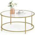 Produktbild: VASAGLE Runder Couchtisch LGT21G Gold Stahlgestell 84x84x45,5cm Glasplatte OVP