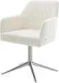 Produktbild: DELIFE Esszimmerstuhl Greg-Flex Fußkreuz Edelstahl Bouclé Soft Beige 360° drehbar Wippfunktion Taschenfederkern