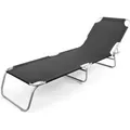 Produktbild: BigDean Sonnenliege Klappbar Schwarz 150 kg Belastbar 4 Fach Verstellbarer Rückenlehne Hochwertige Gartenliege für Balkon Garten & Strand Klappliege